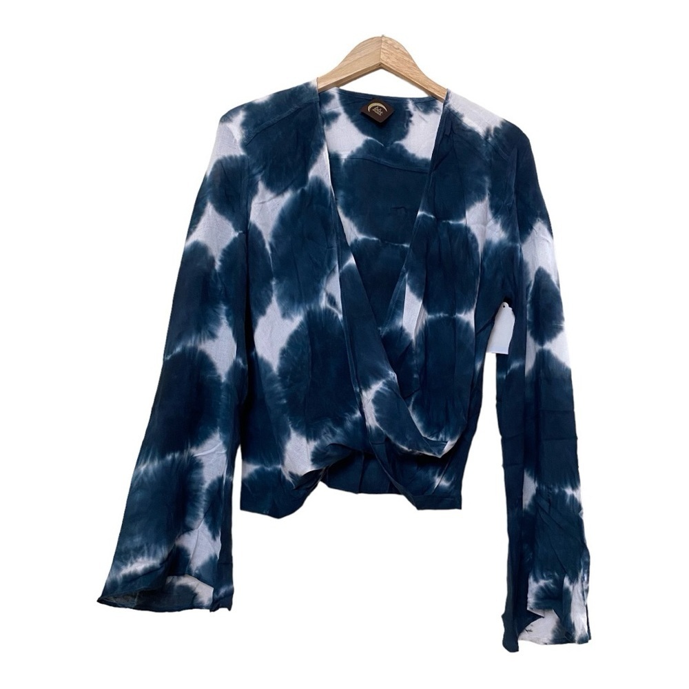 Blu Moon Navy White Tie Dye Top/Blouse Sz M